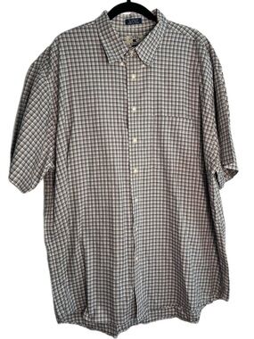 Cutter & Buck Short-Sleeve Plaid Button-Down Shirt - Gray & Blue 100% Cotton